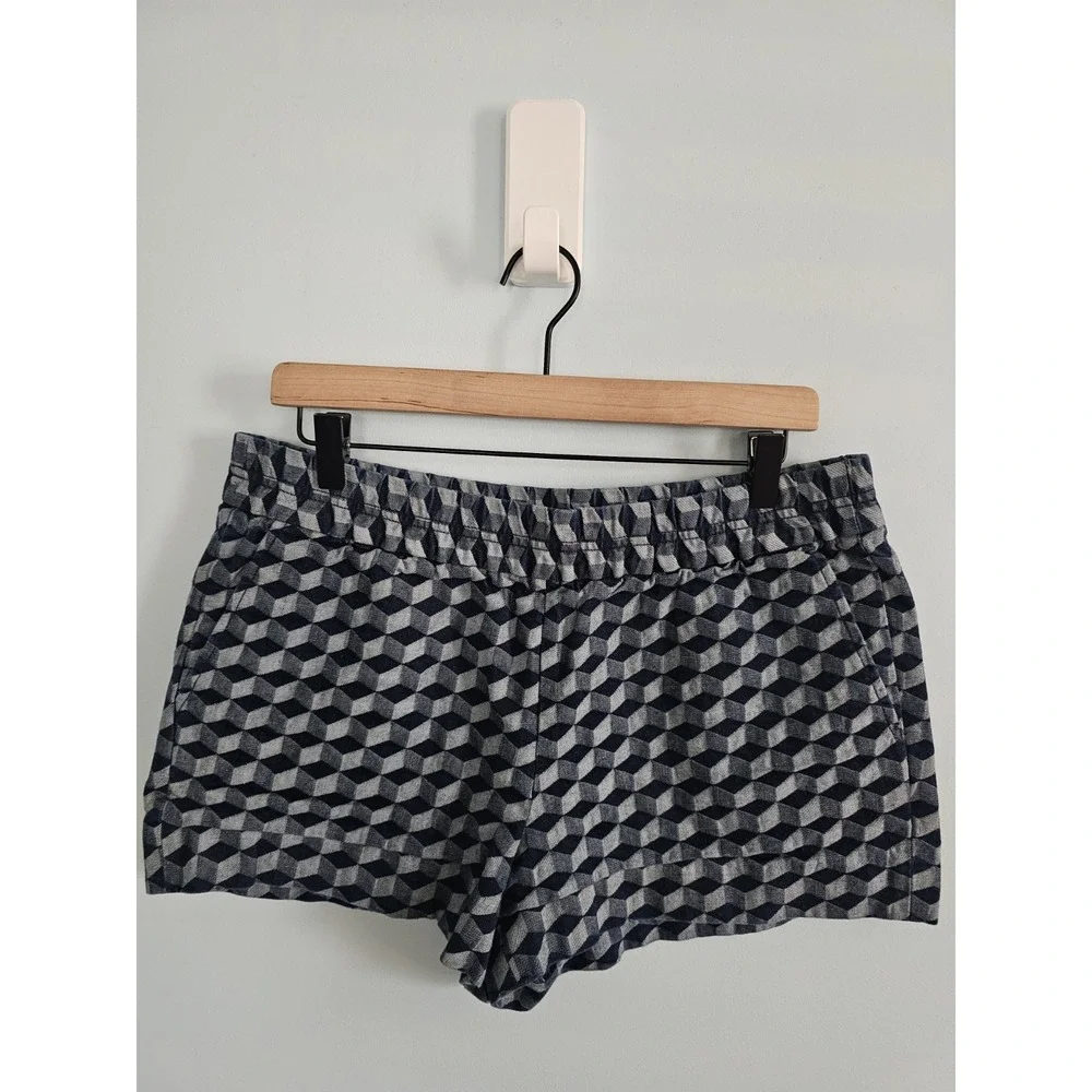 J CREW Jean Two‎ Tone Denim Geometric Mini Shorts Size 10